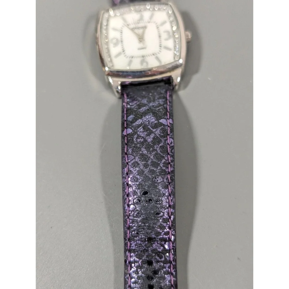 Chicos Womens Quartz Watch‎ With Rhinestone Accents & Purple Leather Strap